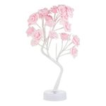Casa si Gradina - Corpuri si surse de iluminat - Veioze si lampi - Veioze - Veioza decorativa cu LED-uri cu lumina alba, in forma de copac cu trandafiri, touch, 48 cm, roz/alb - Infinity.ro