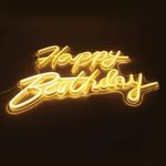 Casa si Gradina - Corpuri si surse de iluminat - Veioze si lampi - Veioze - Lampa LED neon, lumina de culoare alba calda, model HAPPY BIRTHDAY, 40.8x29.5 cm, alb - Infinity.ro