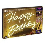 Casa si Gradina - Corpuri si surse de iluminat - Veioze si lampi - Veioze - Lampa LED neon, lumina de culoare alba calda, model HAPPY BIRTHDAY, 40.8x29.5 cm, alb - Infinity.ro