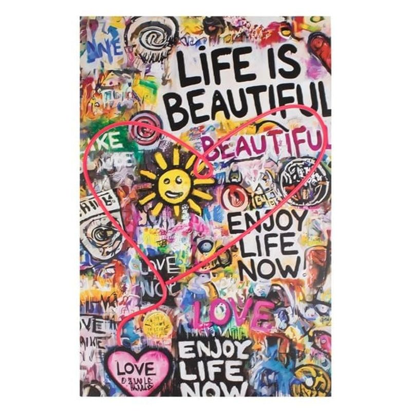 Casa si Gradina - Electrice - Tablouri electrice - Tablouri electrice - Tablou decorativ acrilic, cu model graffiti love si lumini LED Neon, 40x60 cm, multicolor - Infinity.ro