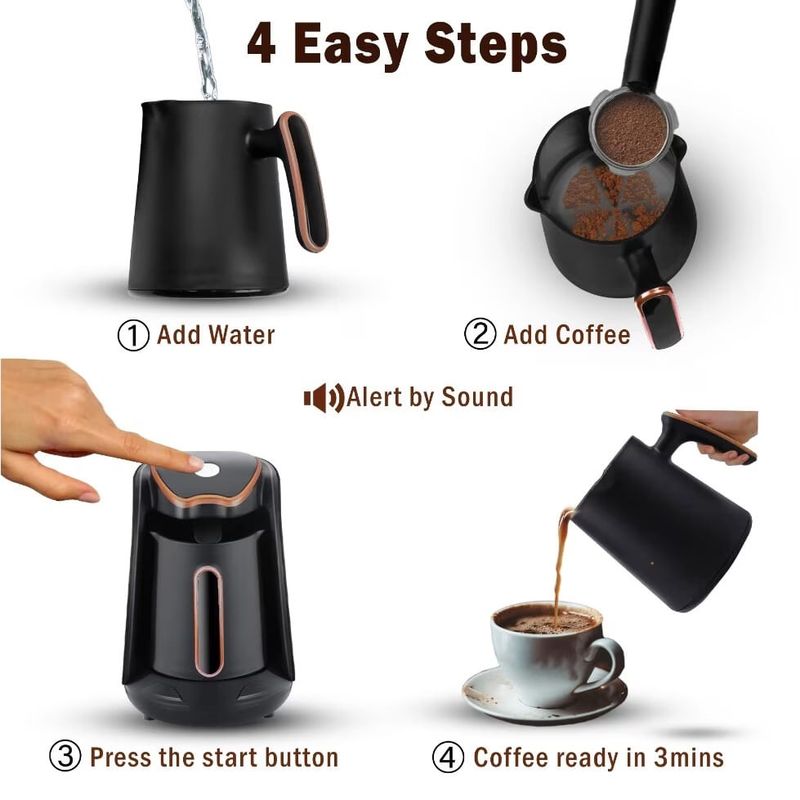 Electronice si Electrocasnice - Electrocasnice bucatarie - Preparare bauturi - Fierbatoare de apa - Cana Electrica pentru Cafea sau Ceai, R103, 600W, 300ml, Negru cu insertii aurii - Infinity.ro