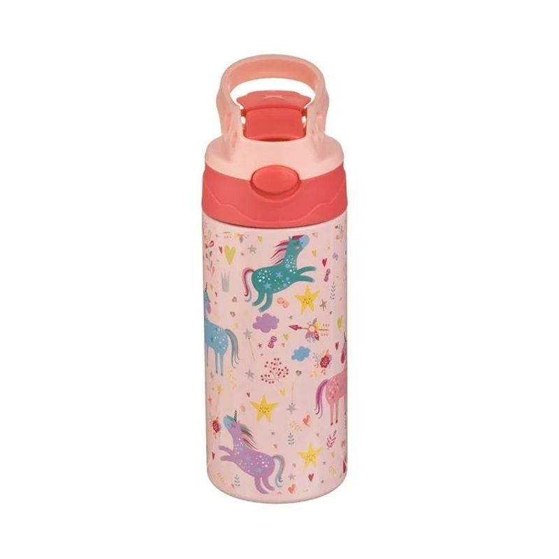 Casa si Gradina - Bucatarie si vesela - Accesorii bar - Termosuri si Cani termos - Sticla Izoterma pentru Copii Pop-Up, cu Unicorni, 500ml, Otel Inoxidabil, roz - Infinity.ro