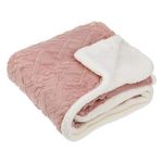 Casa si Gradina - Textile si covoare - Pături și cuverturi - Cuverturi - Cuvertura decorativa pentru iarna, cu doua fete catifelate, model reliefat, 160x130 cm, roz/alb - Infinity.ro