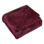 Casa si Gradina - Textile si covoare - Pături și cuverturi - Cuverturi - Cuvertura decorativa pentru iarna, cu doua fete catifelate, aspect de blanita , 160x130 cm, rosu bordo - Infinity.ro