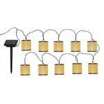 Casa si Gradina - Corpuri si surse de iluminat - Iluminat exterior - Instalatii luminoase exterior - Ghirlanda solara cu felinare, din plastic, lumina calda, dimensiune 3.8cm, 10 buc, alb - Infinity.ro