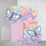 Casa si Gradina - Decoratiuni - Decoratiuni petrecere - Baloane - Set Decorativ de Petrecere cu Baloane Pastelate, Fluturi din Folie, 140buc - Infinity.ro