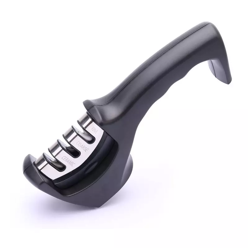 Casa si Gradina - Bucatarie si vesela - Ustensile bucatarie - Ascutitoare cutite - Aparat pentru ascutit cutite, 3 in 1, Gonga® Negru - Infinity.ro