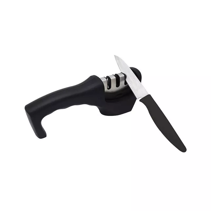 Casa si Gradina - Bucatarie si vesela - Ustensile bucatarie - Ascutitoare cutite - Aparat pentru ascutit cutite, 3 in 1, Gonga® Negru - Infinity.ro