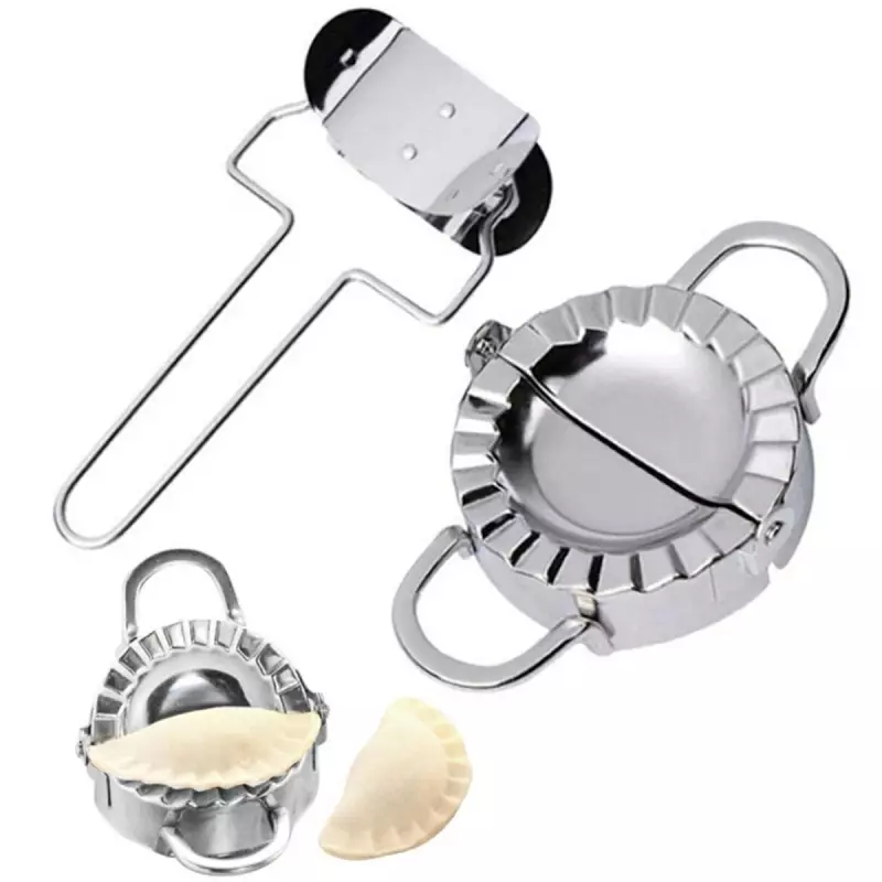 Casa si Gradina - Bucatarie si vesela - Ustensile bucatarie - Seturi ustensile de bucatarie - Set forma si cutit pentru aluat ravioli, inox, Gonga® Argintiu - Infinity.ro