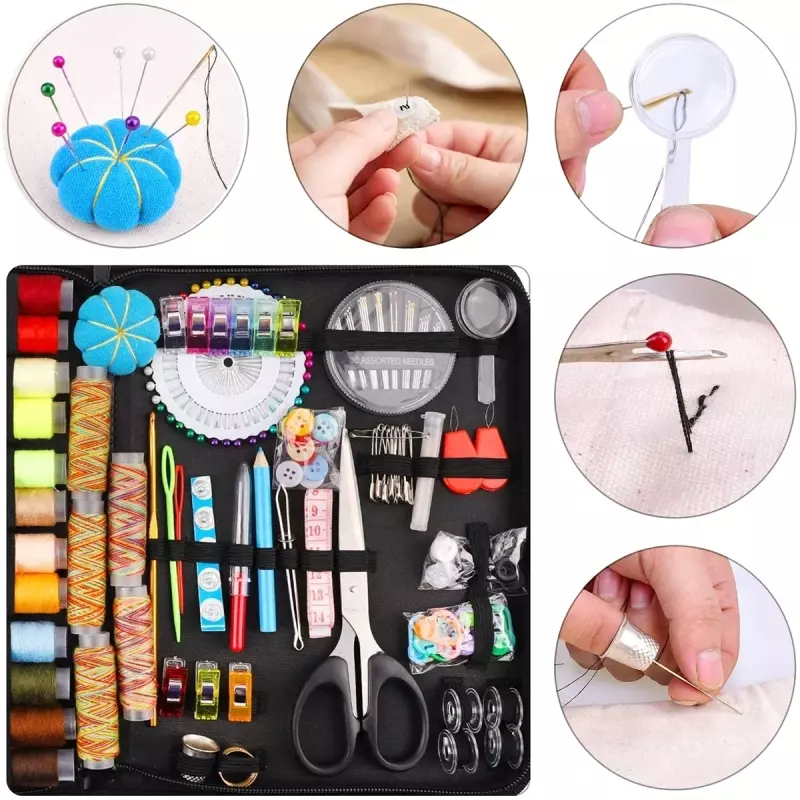 Electronice si Electrocasnice - Ingrijirea tesaturilor - Accesorii masini de cusut - Set 200 de elemente pentru cusut, multicolor, Gonga® Multicolor - Infinity.ro