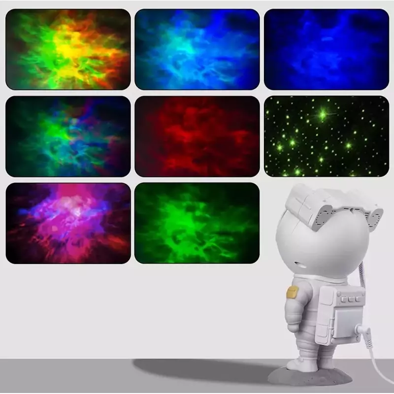 Casa si Gradina - Corpuri si surse de iluminat - Veioze si lampi - Lampi de veghe copii - Proiector in forma de astronaut, permite proiectarea stelelor sau galaxiilor, Gonga® Alb - Infinity.ro