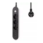 Casa si Gradina - Electrice - Accesorii electrice - Prelungitoare, triple, fise - Prelungitor 2500W cu 3 prize si 3 porturi USB, Gonga® Negru - Infinity.ro