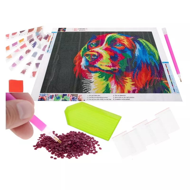 Jucarii, Copii si Bebe - Jucarii si jocuri - Jucarii & jocuri educative - Seturi de artizanat - Set de broderie cu mozaic 5D , model Caine, Gonga® Multicolor - Infinity.ro