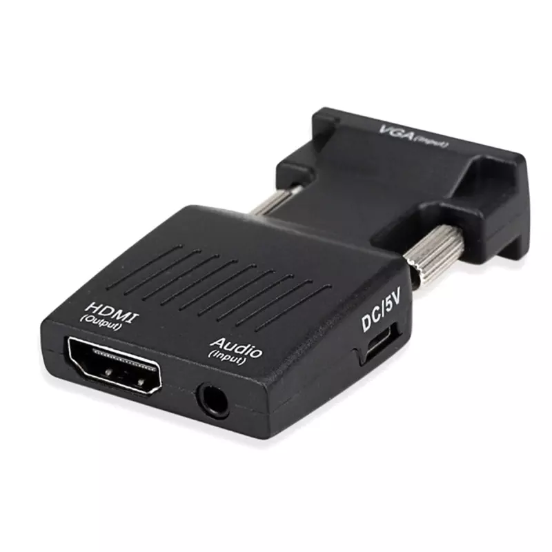 TV, Audio-Video si Foto - Accesorii TV si audio - Cabluri si adaptoare audio - Adaptor Convertor HD38 de la VGA (D-Sub) + Audio la HDMI, Gonga® Negru - Infinity.ro