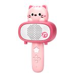 Jucarii, Copii si Bebe - Jucarii si jocuri - Jucarii de rol - Instrumente muzicale de jucarie - Microfon si difuzor pentru karaoke, pentru copii 3 ani+, Bluetooth, Plastic, Alb-Roz - Infinity.ro