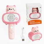 Jucarii, Copii si Bebe - Jucarii si jocuri - Jucarii de rol - Instrumente muzicale de jucarie - Microfon si difuzor pentru karaoke, pentru copii 3 ani+, Bluetooth, Plastic, Alb-Roz - Infinity.ro