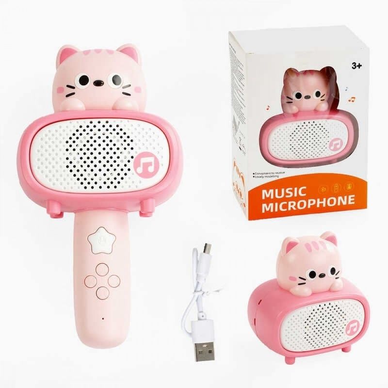 Jucarii, Copii si Bebe - Jucarii si jocuri - Jucarii de rol - Instrumente muzicale de jucarie - Microfon si difuzor pentru karaoke, pentru copii 3 ani+, Bluetooth, Plastic, Alb-Roz - Infinity.ro