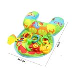 Jucarii, Copii si Bebe - Jucarii si jocuri - Jucarii bebelusi - Centre de activitati - Perna activitati pentru bebelusi cu jucarii zornaitoare, pentru antrenarea si sustinerea gatului, 48x34 cm, galben - Infinity.ro