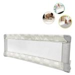 Jucarii, Copii si Bebe - Jucarii si jocuri - Jucarii de exterior - Echipamente de protectie copii - Bariera de protectie pentru pat, metal si poliester, pliabila, dimensiuni 120x43.5cm, alb - Infinity.ro