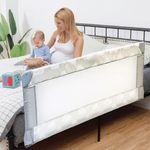 Jucarii, Copii si Bebe - Jucarii si jocuri - Jucarii de exterior - Echipamente de protectie copii - Bariera de protectie pentru pat, metal si poliester, pliabila, dimensiuni 120x43.5cm, alb - Infinity.ro