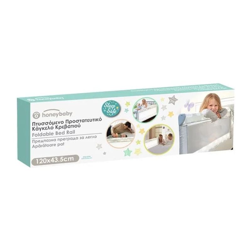 Jucarii, Copii si Bebe - Jucarii si jocuri - Jucarii de exterior - Echipamente de protectie copii - Bariera de protectie pentru pat, metal si poliester, pliabila, dimensiuni 120x43.5cm, alb - Infinity.ro