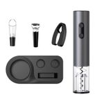 Casa si Gradina - Bucatarie si vesela - Accesorii bar - Tirbusoane si dopuri - Set pentru vin, cu tirbuson electric, decantor, dop si taietor folie, 22.5x4.5cm, argintiu - Infinity.ro