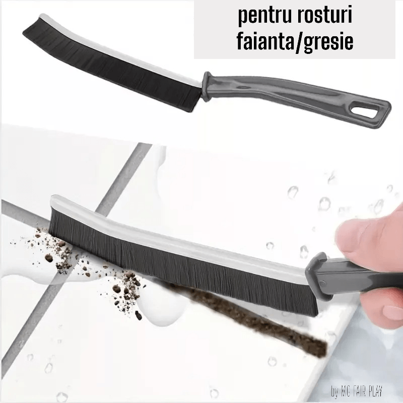 Casa si Gradina - Sanitare - Suporturi si accesorii baie - Accesorii baie - Set 2 perii subtire pentru curatenie spatii inguste, greu accesibile si pentru rosturi faianta, gresie si crapaturi, lungime 23 cm, cu maner ergonomic - Infinity.ro
