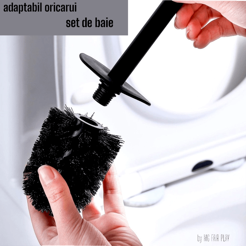 Casa si Gradina - Sanitare - Suporturi si accesorii baie - Accesorii baie - Rezerva cap perie toaleta, plastic, negru, adaptabil oricarui set de baie, asigura curatenie fara zgarieturi - Infinity.ro