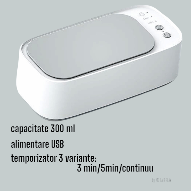 Ingrijire personala si Cosmetice - Aparate & accesorii ingrijire personala - Aparate cosmetice - Aparate pentru manichiura-pedichiura - Dispoziv profesional pentru curatare, portabil, cu ultrasunete, putere maxima 3.5 W, capacitate 300 ml - Infinity.ro