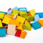 Jucarii, Copii si Bebe - Jucarii si jocuri - Jucarii & jocuri educative - Jocuri si jucarii educative - Set 48 piese geometrice 3D din lemn si 10 carduri cu modele imprimate fata-vero, mozaic Montessori, multicolor, + 3 ani - Infinity.ro