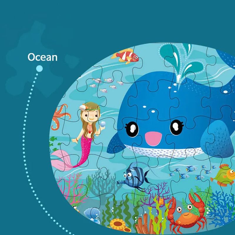 Jucarii, Copii si Bebe - Jucarii si jocuri - Jocuri si puzzle - Puzzle - Puzzle jumbo de podea, TISsun, puzzle lumea oceanului, 35 de piese, 60 x 44 - Infinity.ro