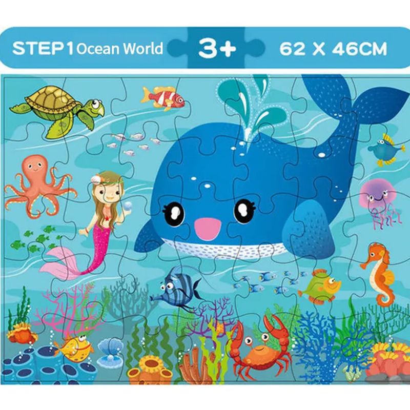 Jucarii, Copii si Bebe - Jucarii si jocuri - Jocuri si puzzle - Puzzle - Puzzle jumbo de podea, TISsun, puzzle lumea oceanului, 35 de piese, 60 x 44 - Infinity.ro