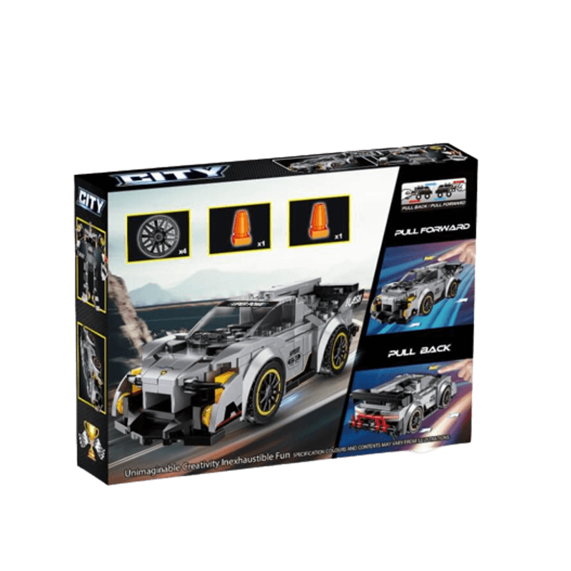 Jucarii, Copii si Bebe - Jucarii si jocuri - Jucarii & jocuri educative - Jucarii interactive - Set de constructie, Masinuta tranformabila in Robot, Gray Racing Car - Infinity.ro