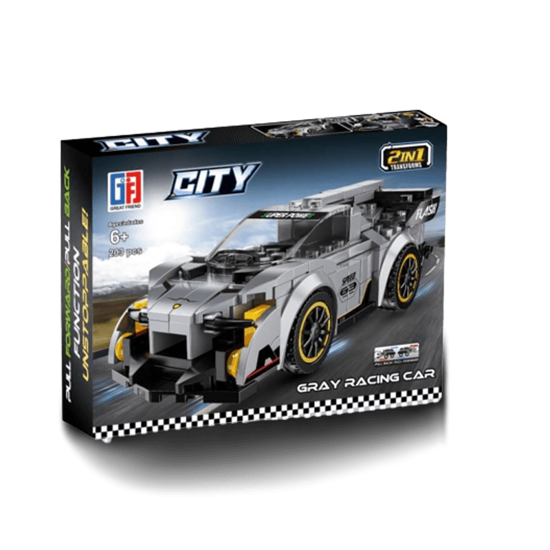 Jucarii, Copii si Bebe - Jucarii si jocuri - Jucarii & jocuri educative - Jucarii interactive - Set de constructie, Masinuta tranformabila in Robot, Gray Racing Car - Infinity.ro