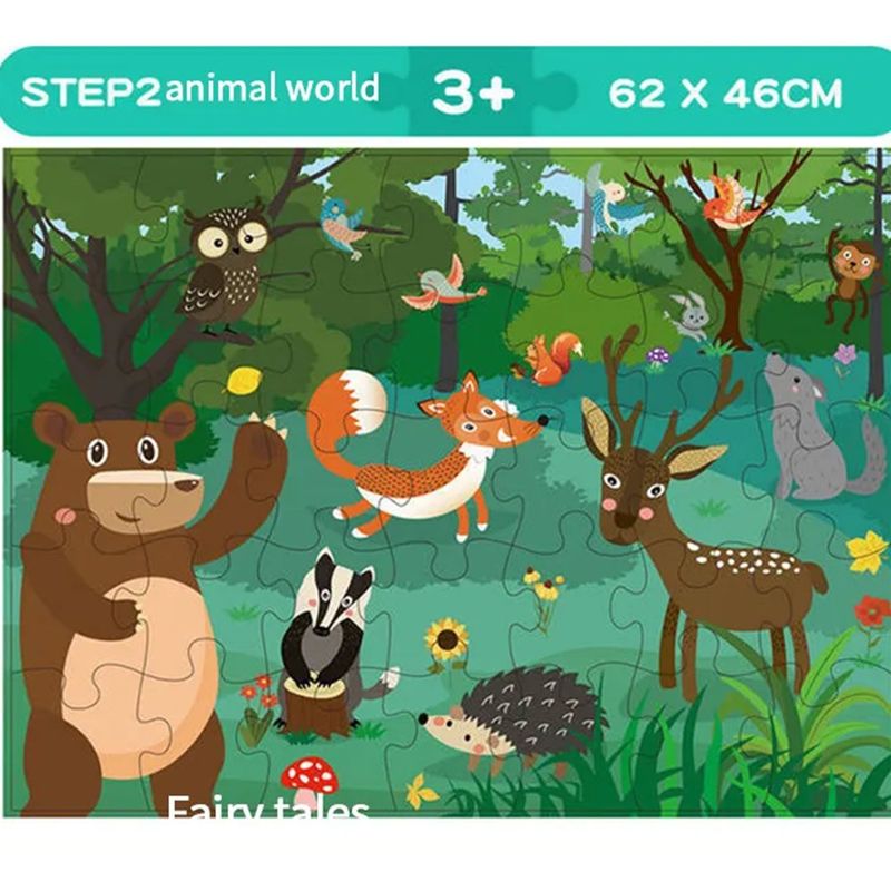 Jucarii, Copii si Bebe - Jucarii si jocuri - Jocuri si puzzle - Puzzle - Puzzle jumbo de podea, TISsun, Animale din padure, 35 piese, 60 x 44 cm - Infinity.ro