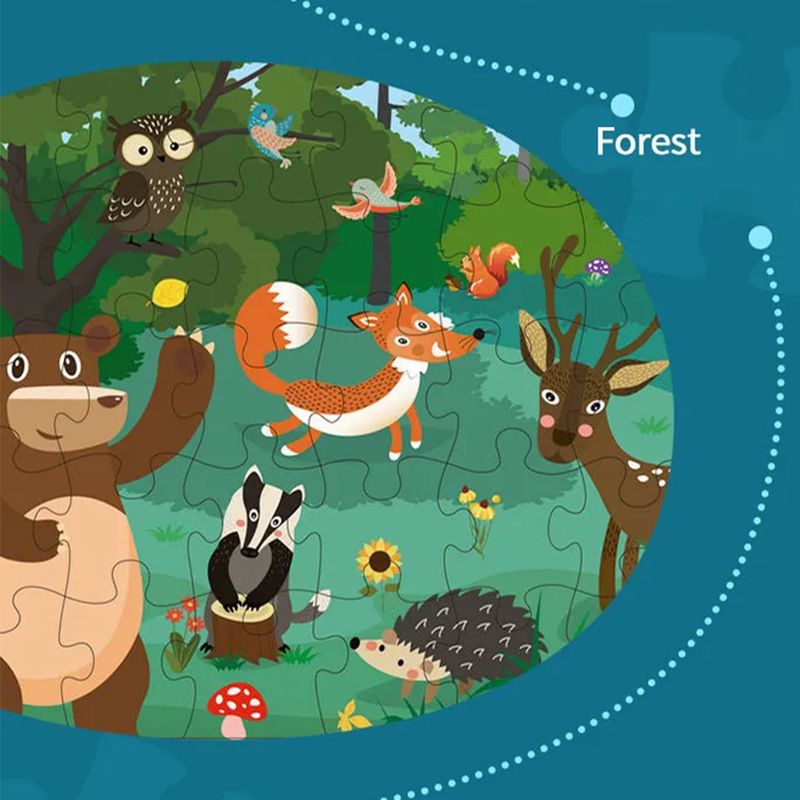 Jucarii, Copii si Bebe - Jucarii si jocuri - Jocuri si puzzle - Puzzle - Puzzle jumbo de podea, TISsun, Animale din padure, 35 piese, 60 x 44 cm - Infinity.ro