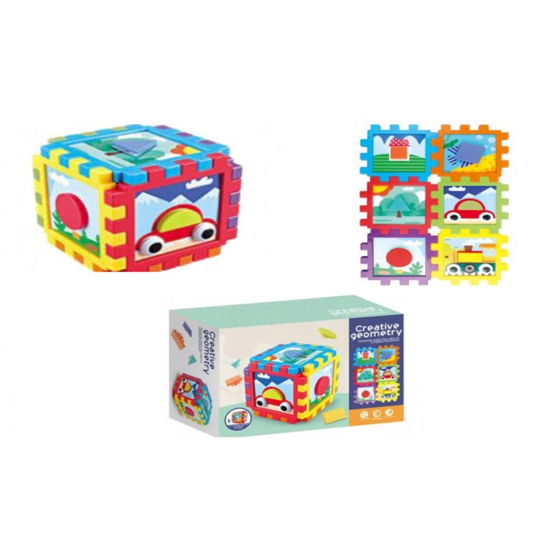 Jucarii, Copii si Bebe - Jucarii si jocuri - Jucarii & jocuri educative - Jucarii interactive - Cub creativ cu forme geometrice Puzzle, Creative geometry - Infinity.ro