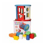 Jucarii, Copii si Bebe - Jucarii si jocuri - Jucarii & jocuri educative - Jucarii interactive - Cilindru din lemn cu sortator de forme geometrice si culori - Infinity.ro