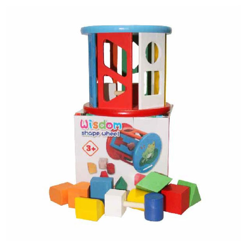Jucarii, Copii si Bebe - Jucarii si jocuri - Jucarii & jocuri educative - Jucarii interactive - Cilindru din lemn cu sortator de forme geometrice si culori - Infinity.ro