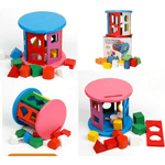 Jucarii, Copii si Bebe - Jucarii si jocuri - Jucarii & jocuri educative - Jucarii interactive - Cilindru din lemn cu sortator de forme geometrice si culori - Infinity.ro