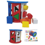 Jucarii, Copii si Bebe - Jucarii si jocuri - Jucarii & jocuri educative - Jucarii interactive - Cilindru din lemn cu sortator de forme geometrice si culori - Infinity.ro