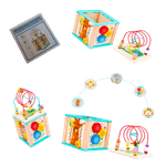 Jucarii, Copii si Bebe - Jucarii si jocuri - Jucarii & jocuri educative - Jocuri si jucarii educative - Centru din lemn educativ Montessori, Cub activitati bebelusi 5 in 1, Bufnita - Infinity.ro
