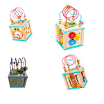 Jucarii, Copii si Bebe - Jucarii si jocuri - Jucarii & jocuri educative - Jocuri si jucarii educative - Centru din lemn educativ Montessori, Cub activitati bebelusi 5 in 1, Bufnita - Infinity.ro