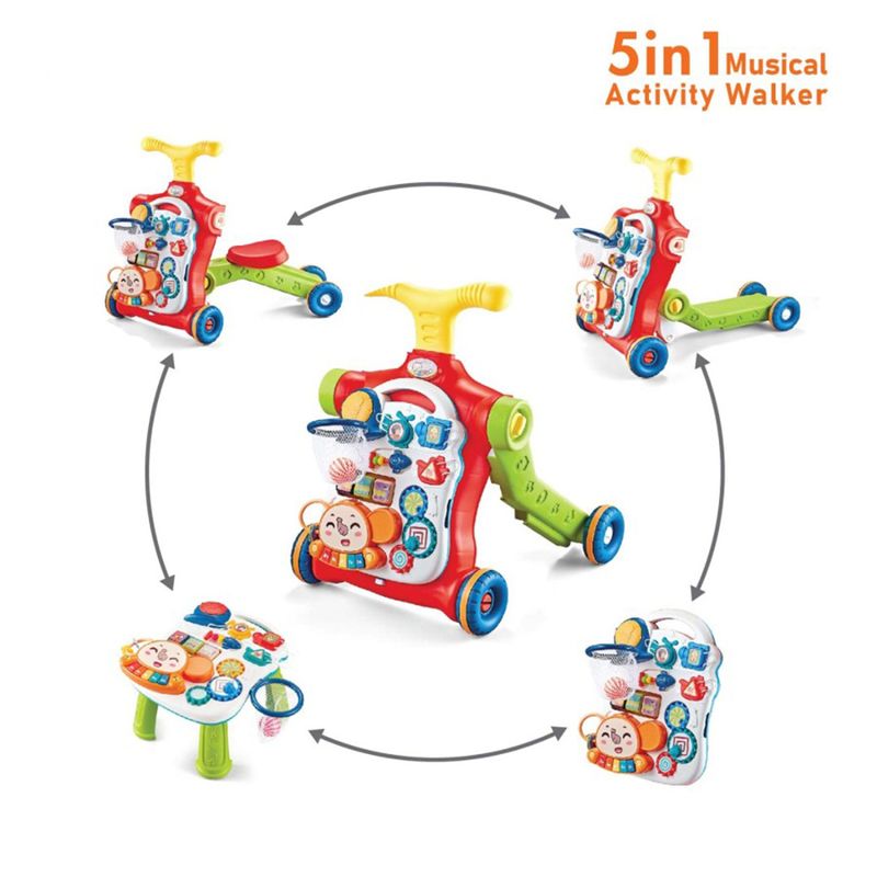 Jucarii, Copii si Bebe - Jucarii si jocuri - Jucarii bebelusi - Centre de activitati - Centru de activitati multiple, 5 in 1, lumini, sunete, Antemergator, Masa activitati, Tricicleta, Masinuta,  Trotineta, - Infinity.ro