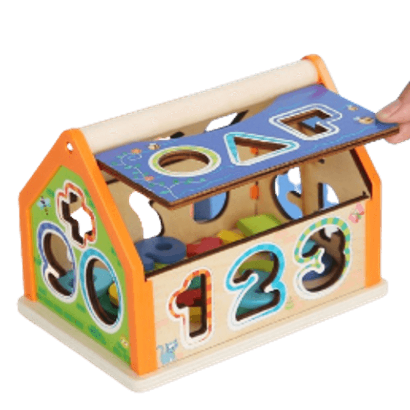 Jucarii, Copii si Bebe - Jucarii si jocuri - Jucarii & jocuri educative - Jucarii interactive - Casuta Sortatoare de Forme Geometrice si Cifre, Operatii matematice, Montessori, 3 ani +, EduJucarii - Infinity.ro