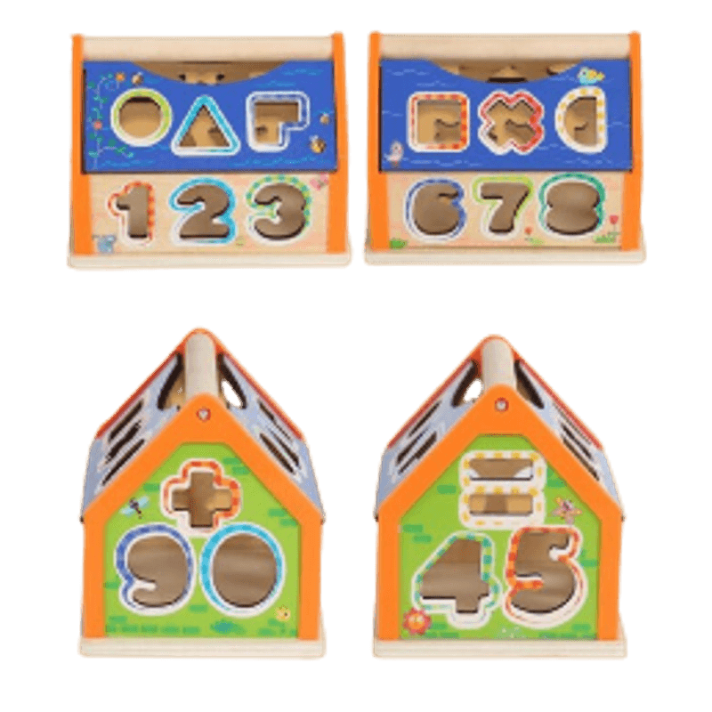 Jucarii, Copii si Bebe - Jucarii si jocuri - Jucarii & jocuri educative - Jucarii interactive - Casuta Sortatoare de Forme Geometrice si Cifre, Operatii matematice, Montessori, 3 ani +, EduJucarii - Infinity.ro