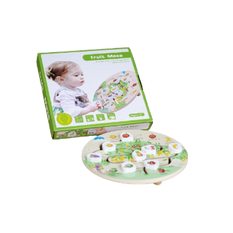 Jucarii, Copii si Bebe - Jucarii si jocuri - Jocuri si puzzle - Puzzle - Puzzle Lemn Labirint in format 3D, Montessori, Fructe, Edujucarii, 3 ani+ - Infinity.ro