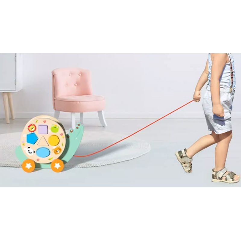 Jucarii, Copii si Bebe - Jucarii si jocuri - Jucarii & jocuri educative - Jucarii interactive - Aligator de tras din lemn cu forme geometrice, EduJucarii - Infinity.ro