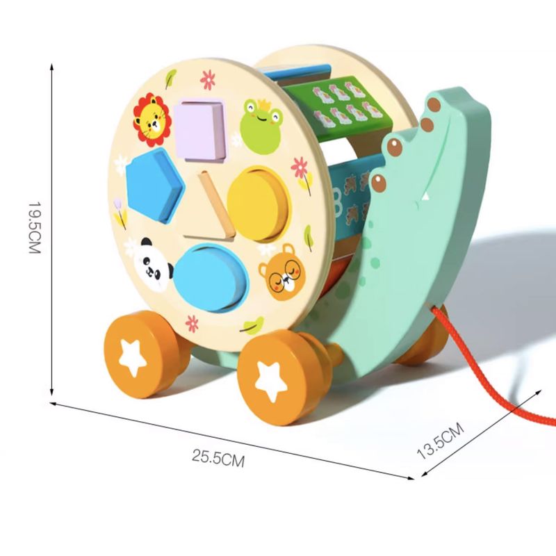 Jucarii, Copii si Bebe - Jucarii si jocuri - Jucarii & jocuri educative - Jucarii interactive - Aligator de tras din lemn cu forme geometrice, EduJucarii - Infinity.ro