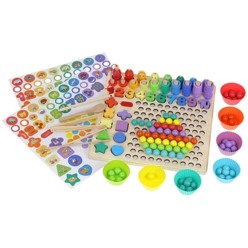 Jucarii, Copii si Bebe - Jucarii si jocuri - Jucarii & jocuri educative - Jucarii interactive - Joc Logarithmic 6 in 1 sortare, indemanare, asociere, stivuire piese, Joc tip Montessori, 3 ani - Infinity.ro
